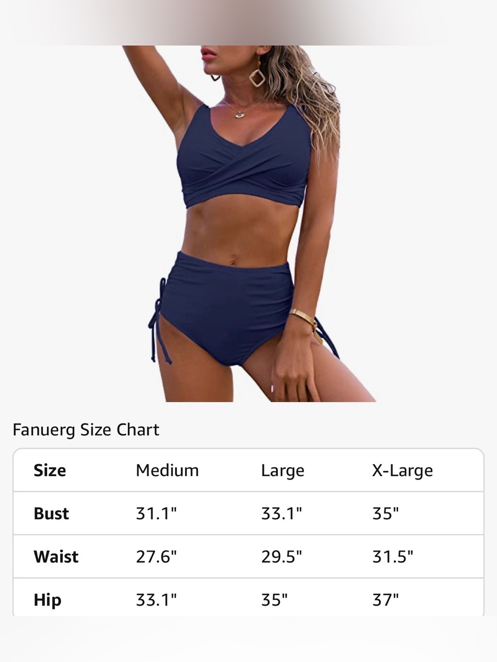 Navy High-Waist Wrap Bikini Set by - Picture 4 of 6